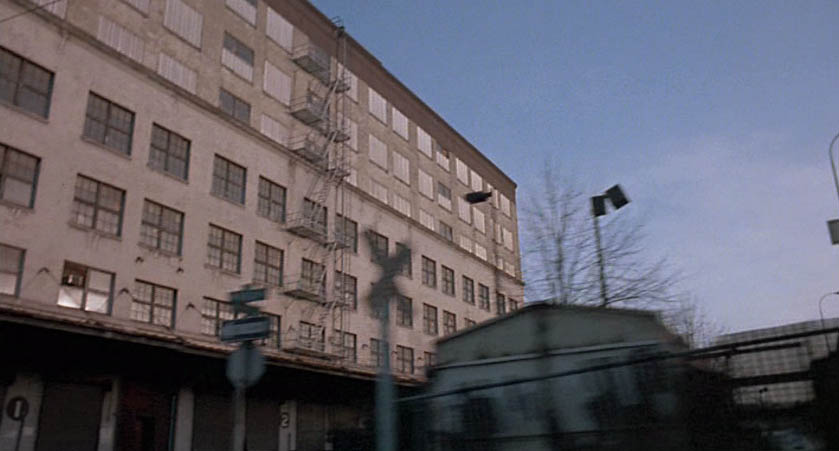 Boarded up warehouse.