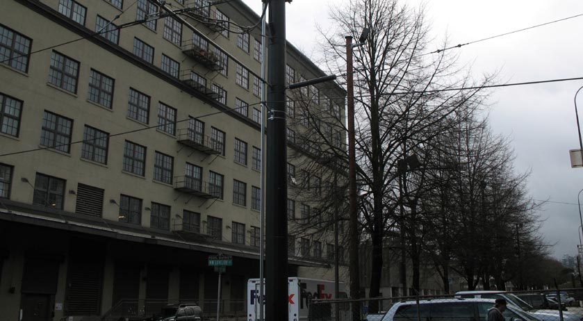 Boarded up warehouse.